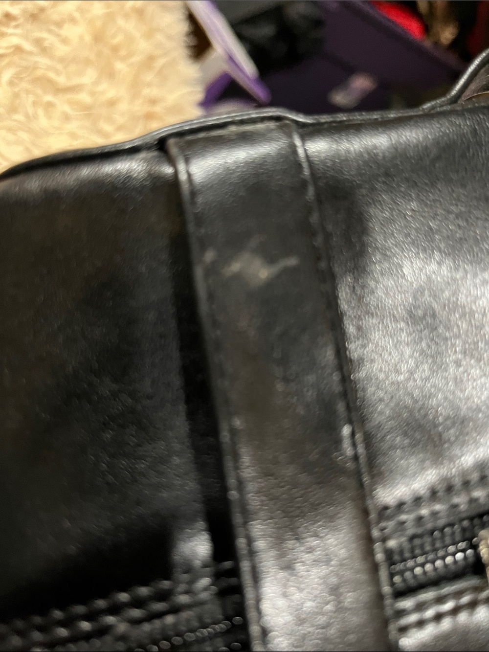 Preowned- Bella Marie Black Leather Combat Boots with Removable Pouch SZ. 8.5 - Picture 4 of 5